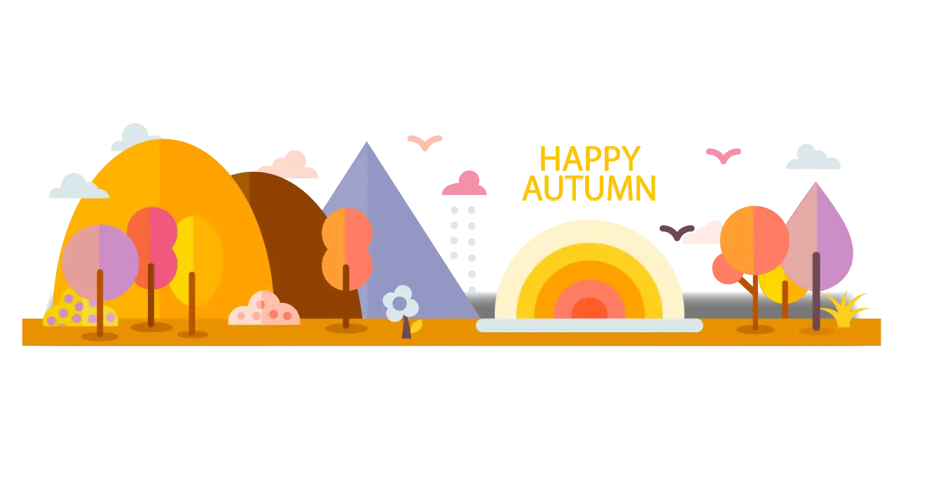 Happy Autumn Illustration with Colorful Trees