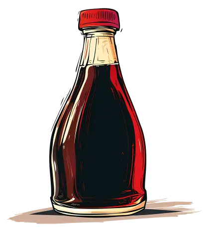 Illustration of Sauce Bottle with a Red Lid