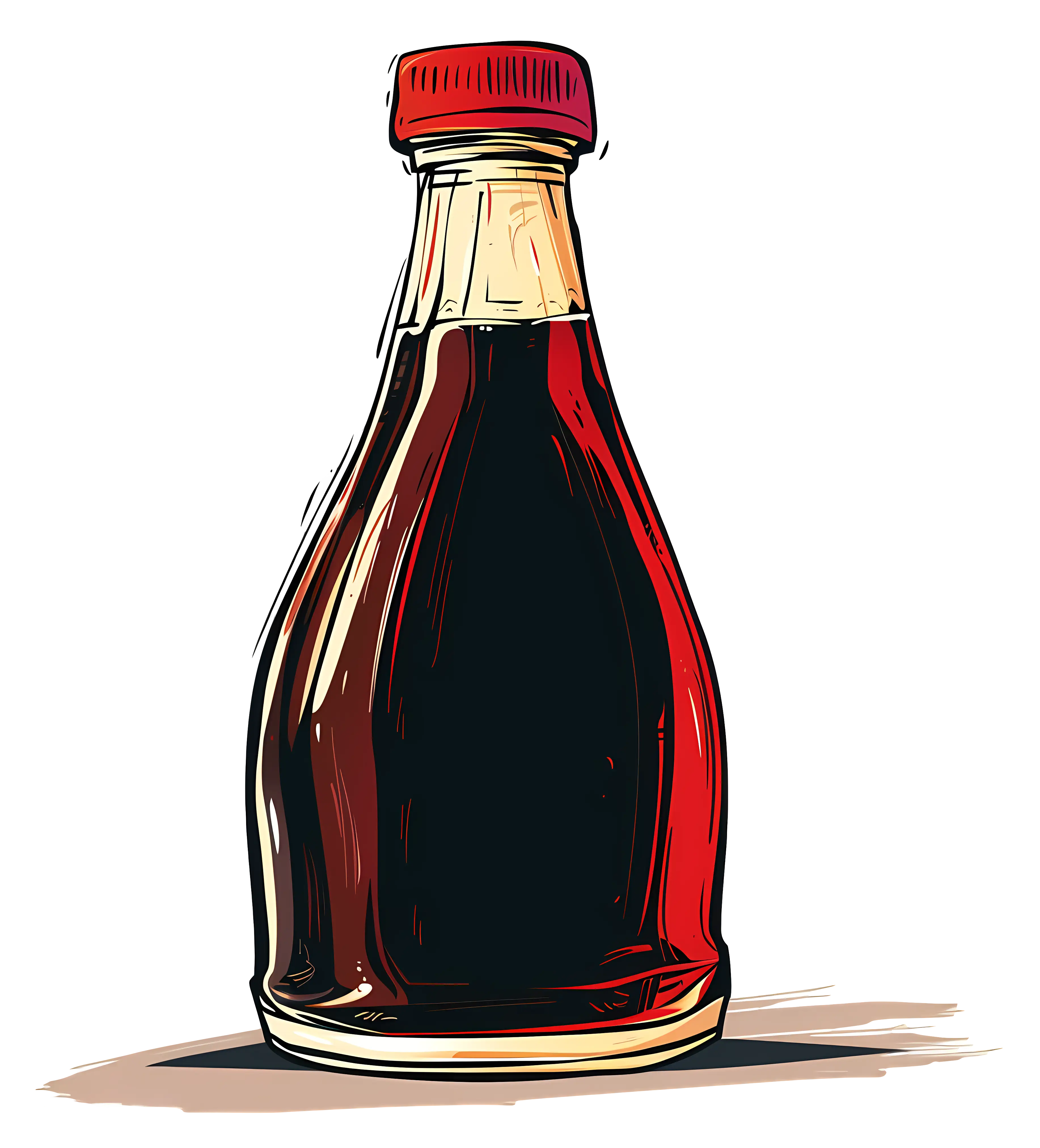 Illustration of Sauce Bottle with a Red Lid