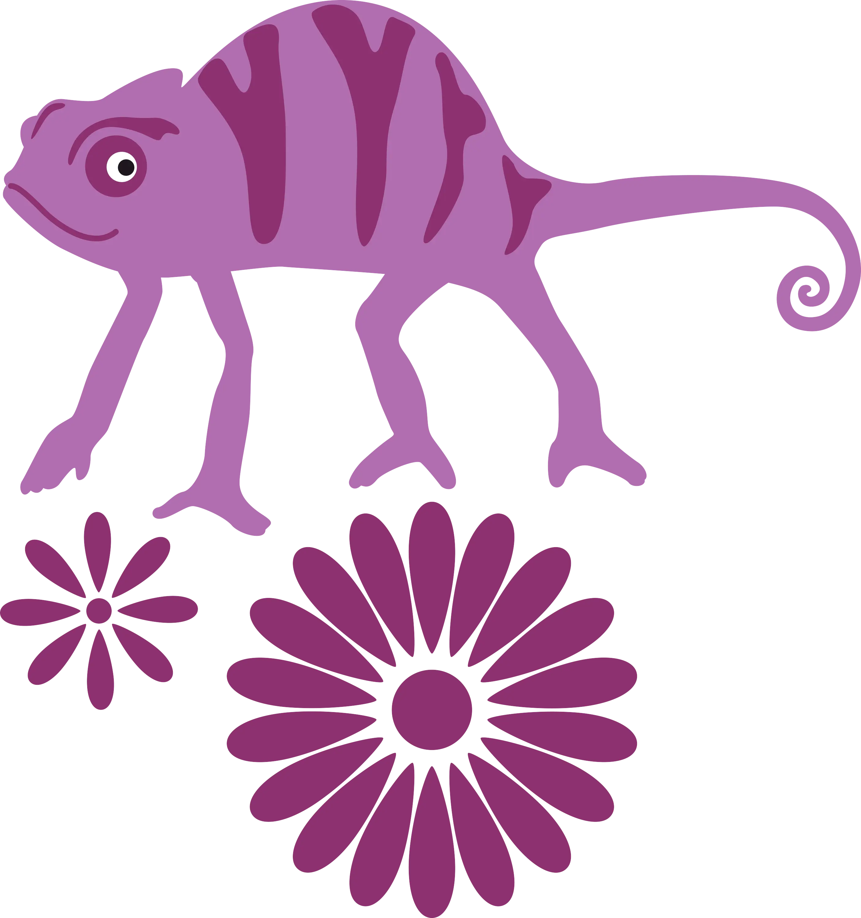 Purple Chameleon with Decorative Flowers