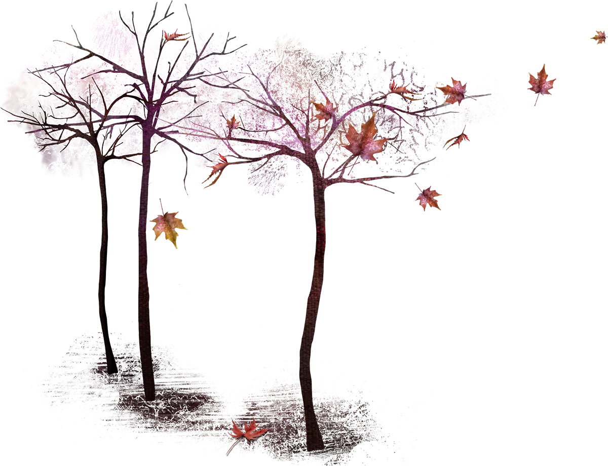 Bare Autumn Trees with Falling Leaves