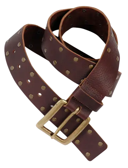 Brown Leather Belt with Buckle