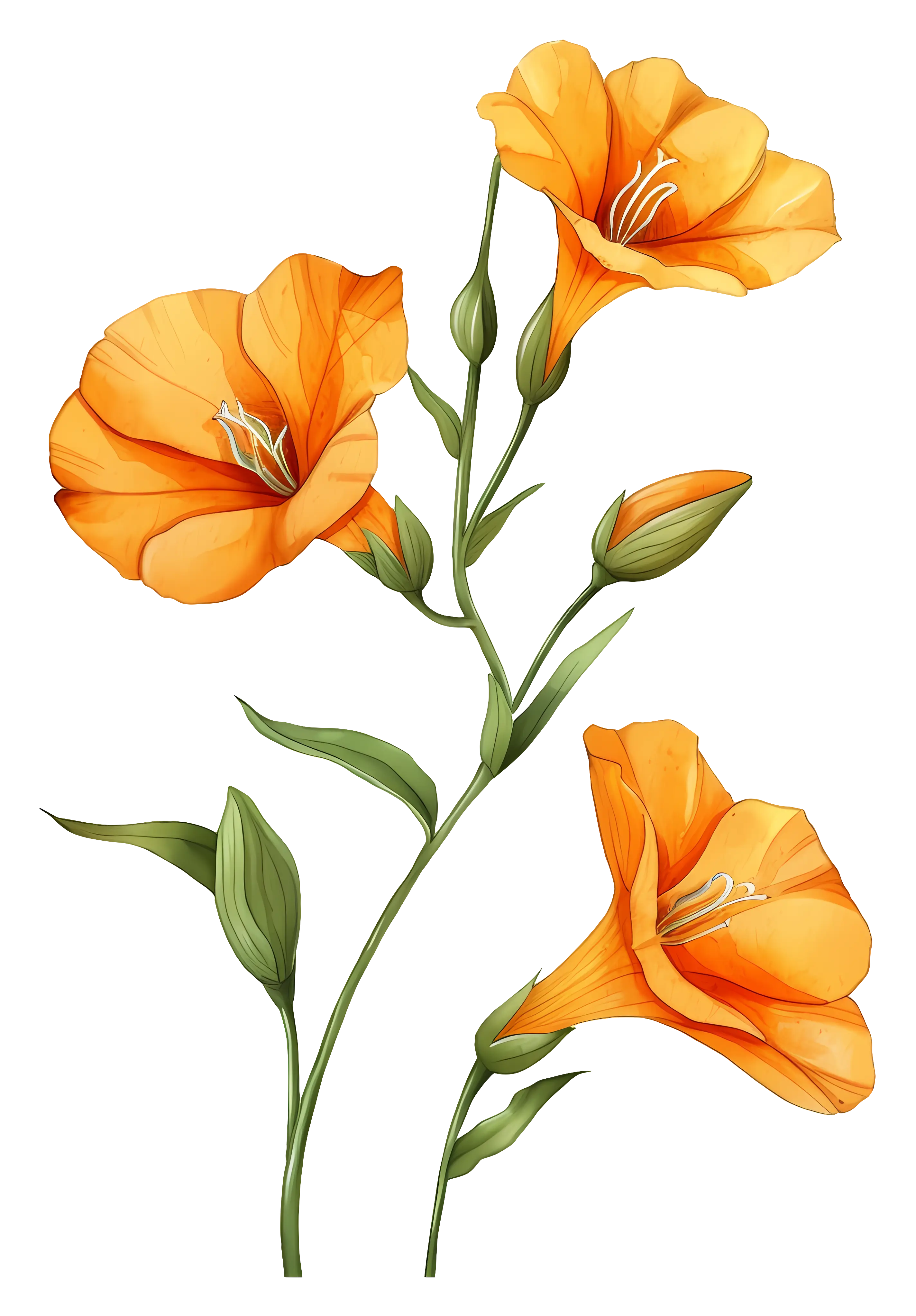 Beautiful Orange Flowers Illustration