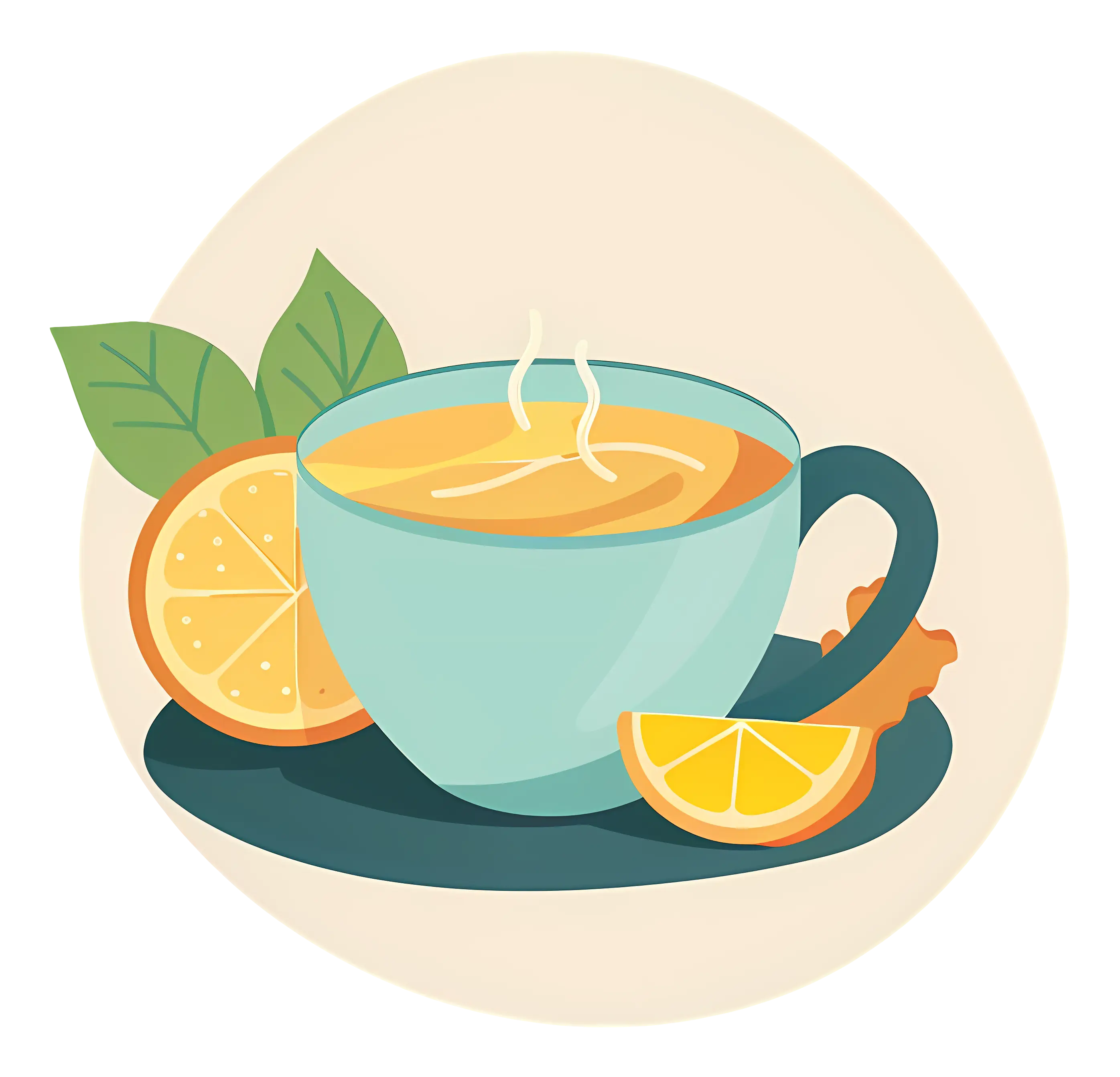 Hot Lemon Herbal Tea in a Cup