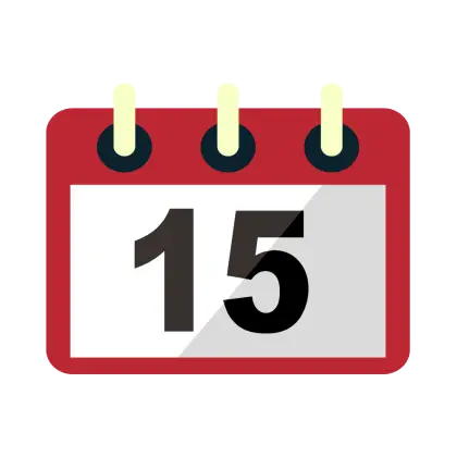 Calendar with Number 15 Icon