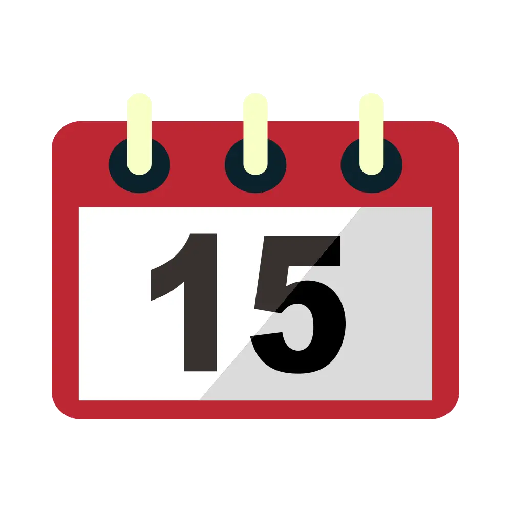 Calendar with Number 15 Icon