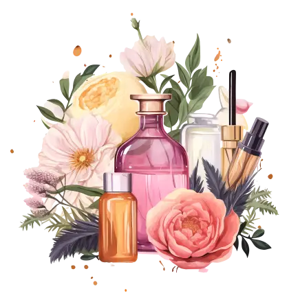 Beautiful Perfume Bottles with Flowers