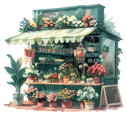 Charming Flower Shop with Potted Plants