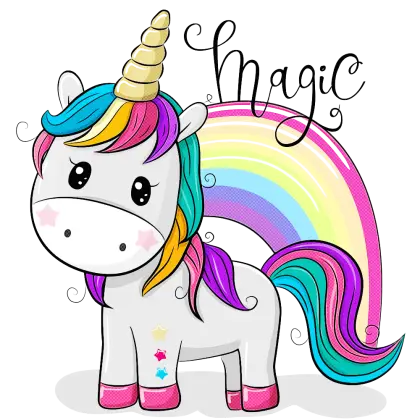 Cute Unicorn with Rainbow