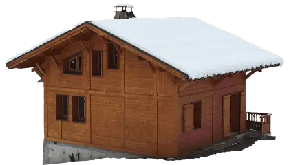 Snow-Covered Wooden House