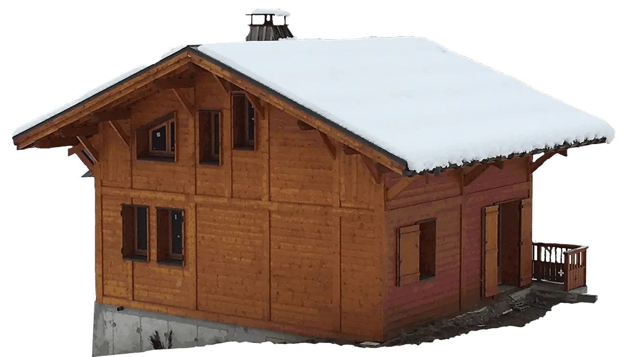 Snow-Covered Wooden House