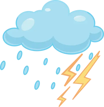 Cloud Illustration with Rain and Lightning Graphics