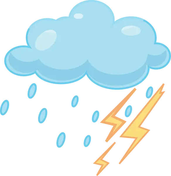 Cloud Illustration with Rain and Lightning Graphics