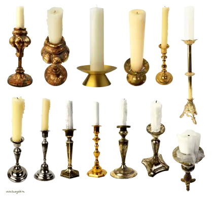Vintage Brass Candlesticks with Candles