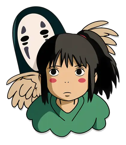 Animated Girl and Spirit in Fantasy World