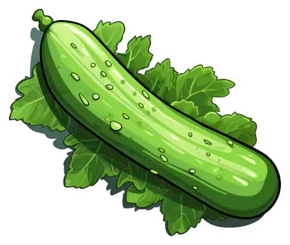 Fresh Green Cucumber with Leaves Illustration