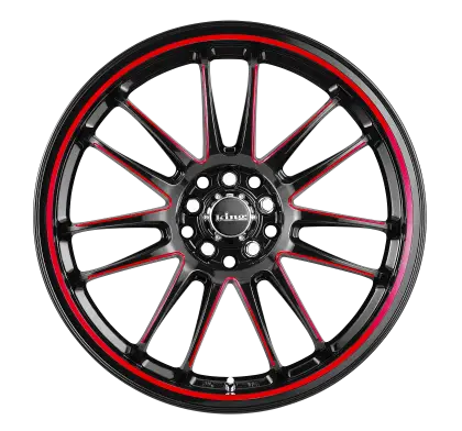 Black Car Rim with Red Accents