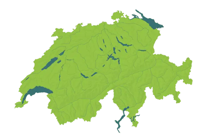 Map of Switzerland with Lakes