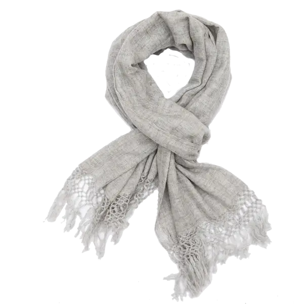 Gray Scarf with Fringes for Winter Wear