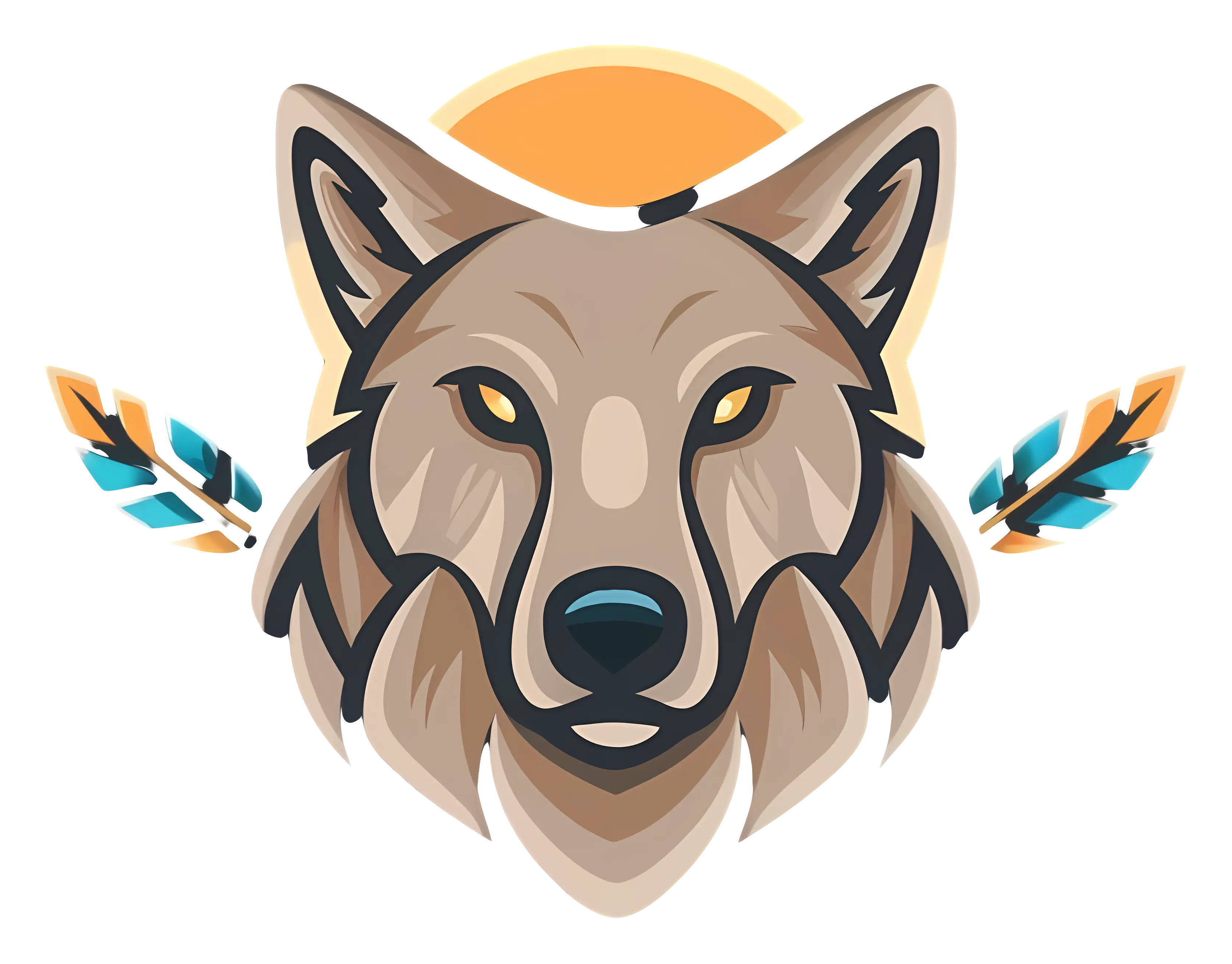 Wolf with Feathers and Sun