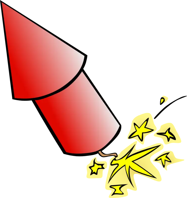 Red Cartoon Rocket with Spark Effects