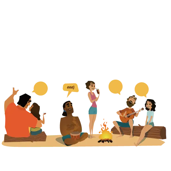 Friends Enjoying Campfire