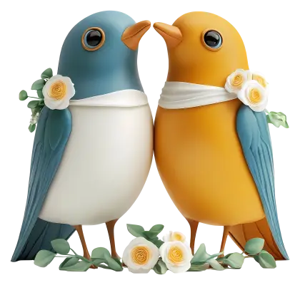 Decorative Birds with Flowers