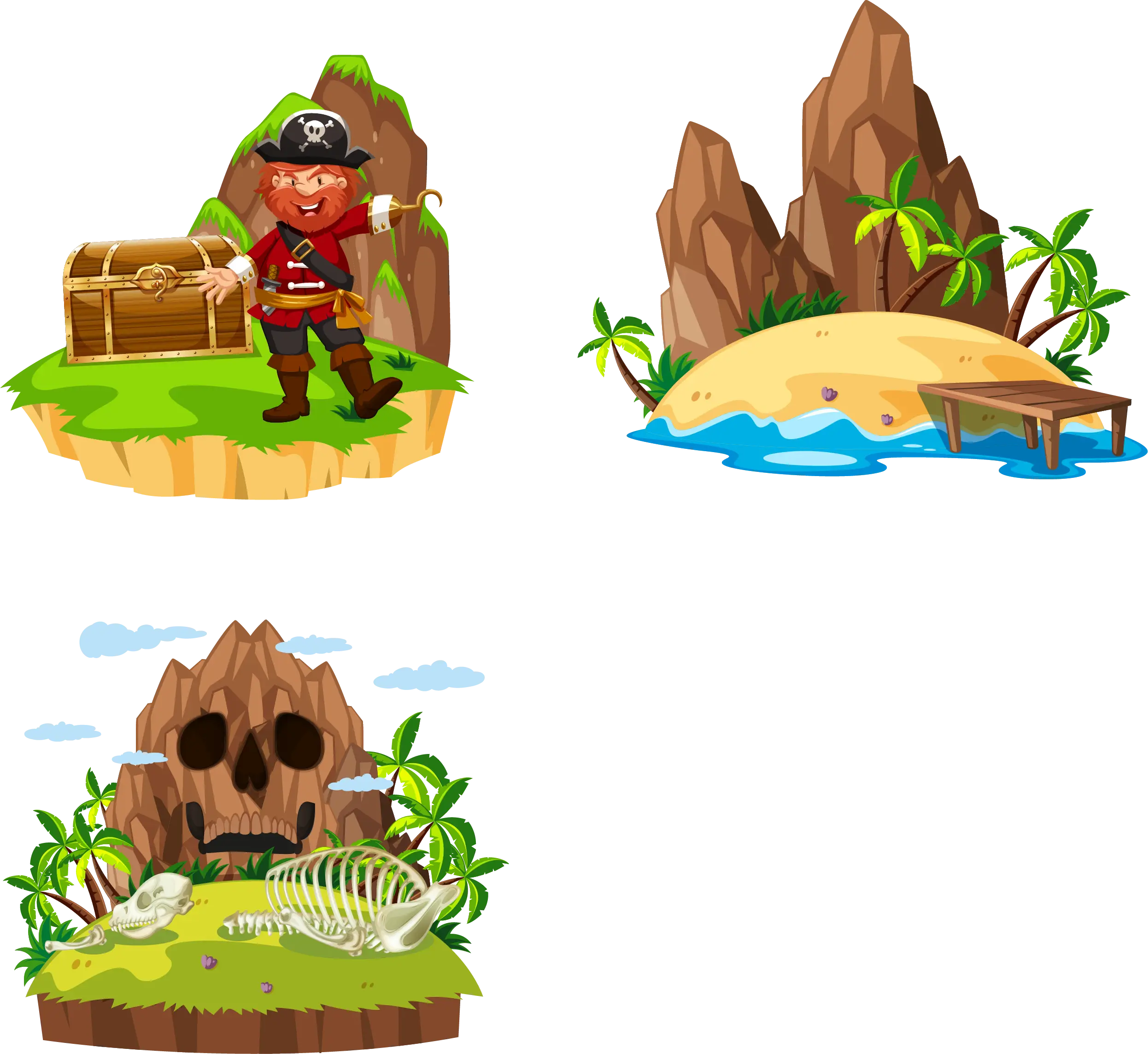Pirate with Treasure on Island