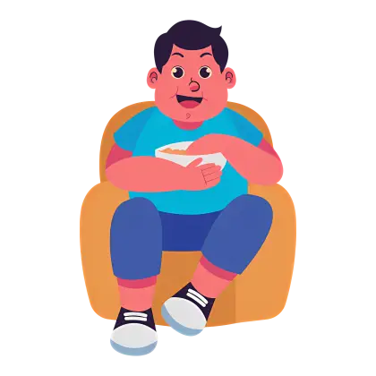 Cartoon Person Relaxing with Snack