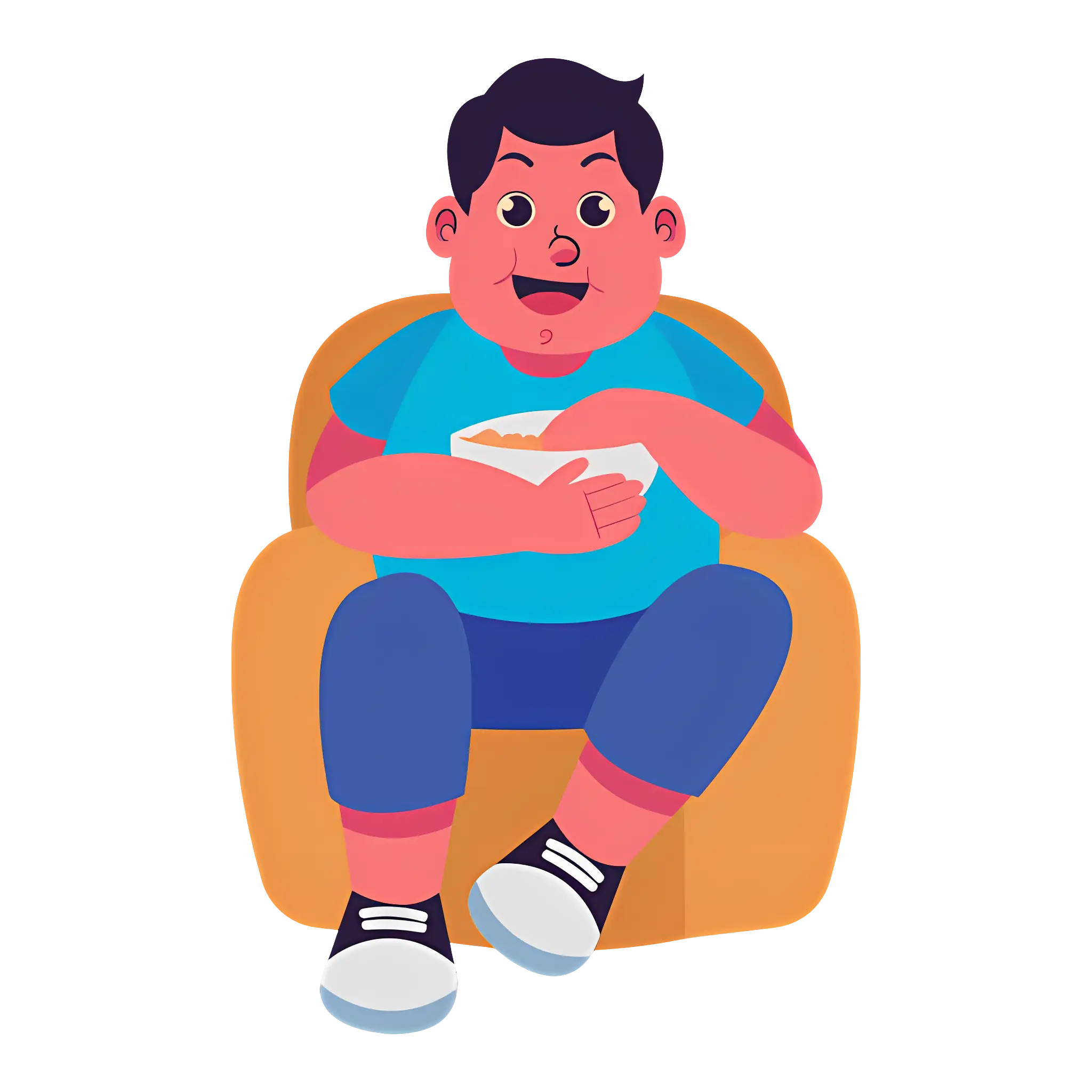 Cartoon Person Relaxing with Snack