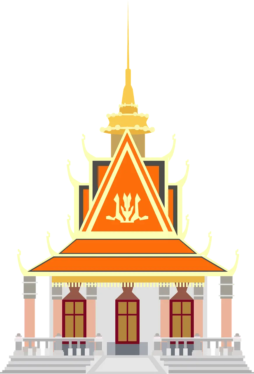 Thai Temple in Orange and Gold Tones