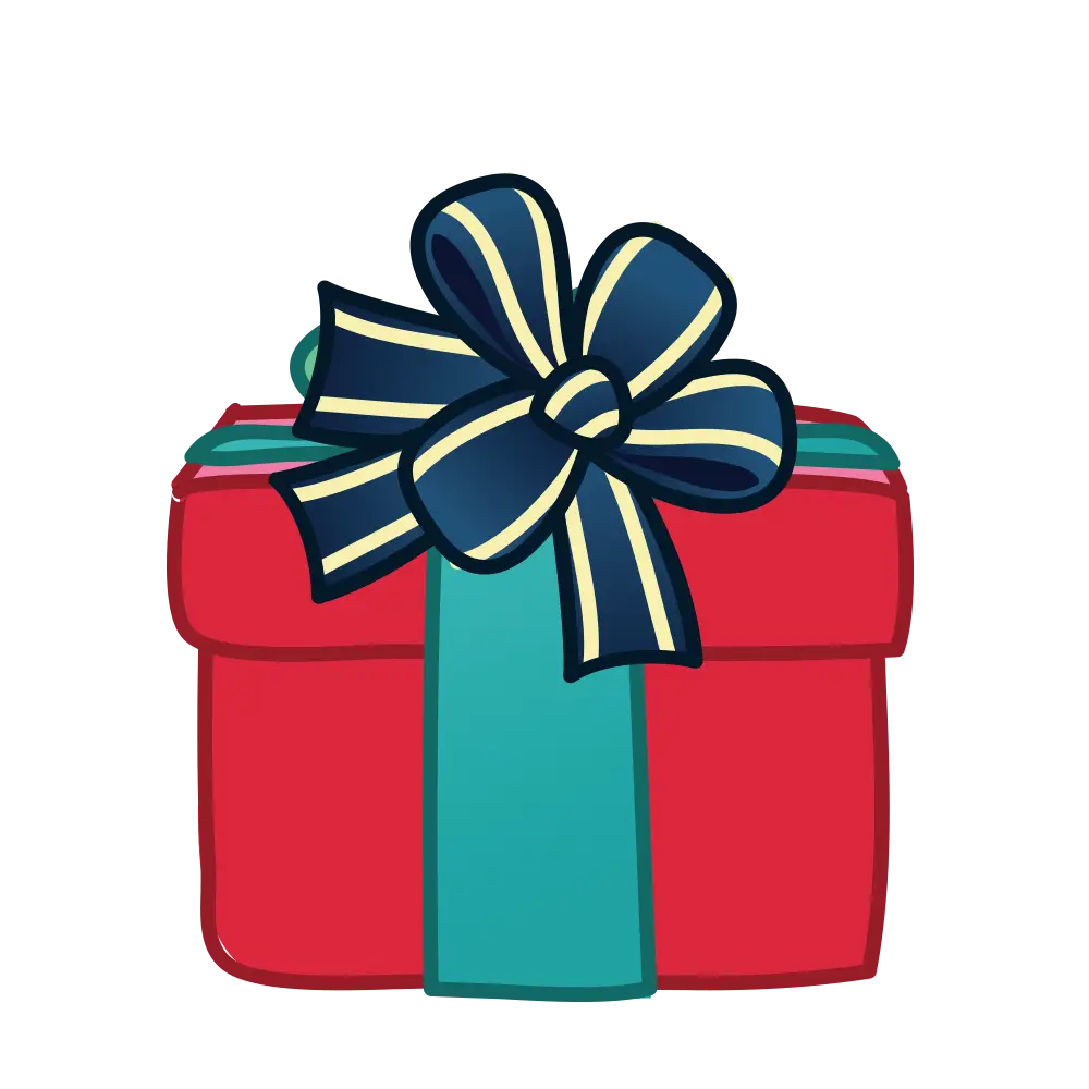 Gift Box Tied with Blue Ribbon Bow