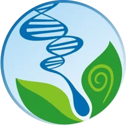 Blue DNA Spiral and Green Leaf Logo