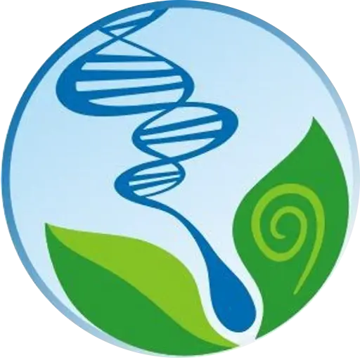 Blue DNA Spiral and Green Leaf Logo