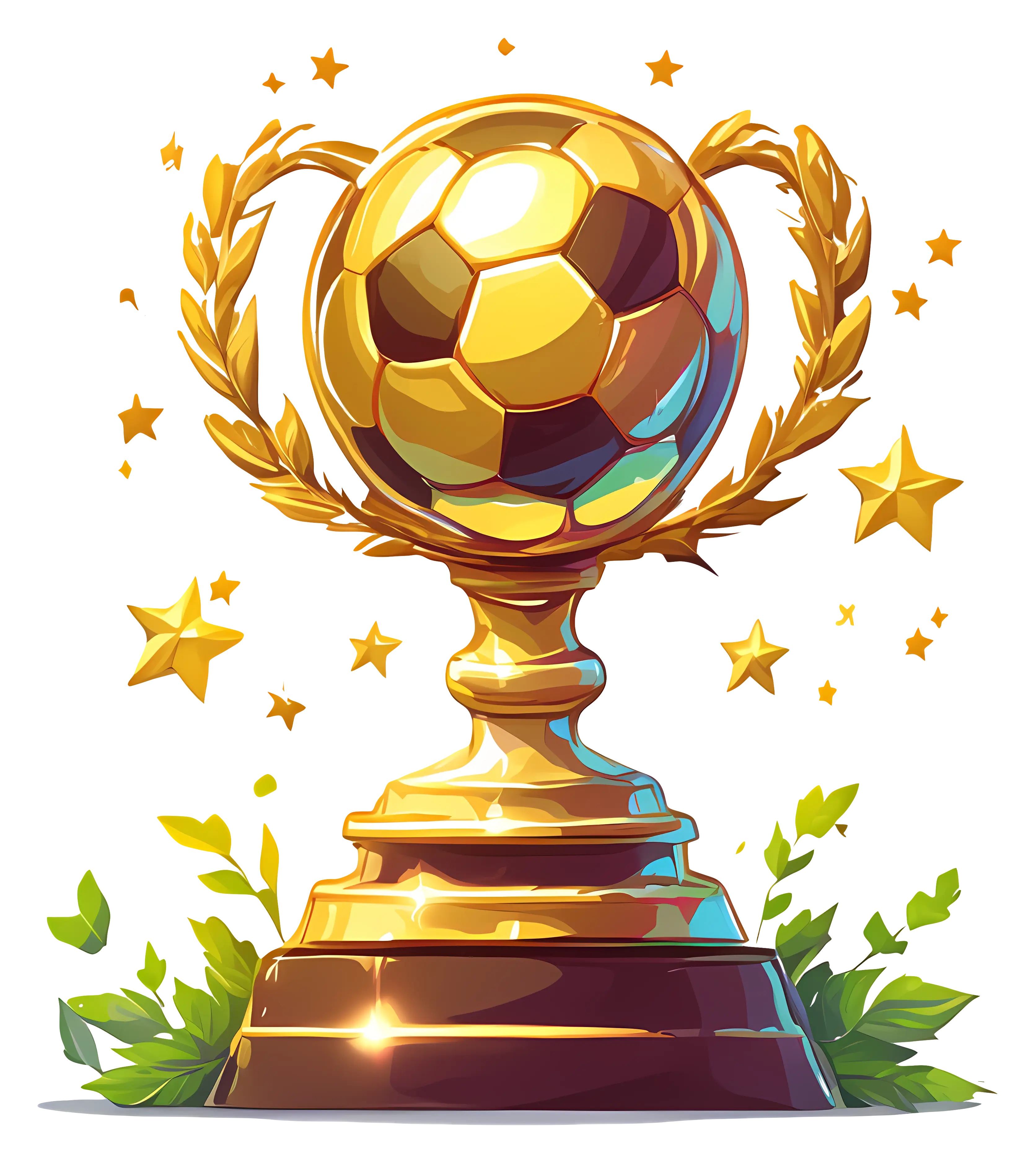 Golden Football Trophy with Stars