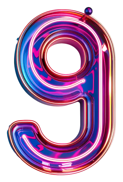 Neon Number Nine with Modern Glow
