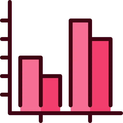 Pink Bar Chart Icon for Data Analysis