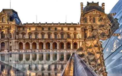 Louvre Museum with Glass Pyramid