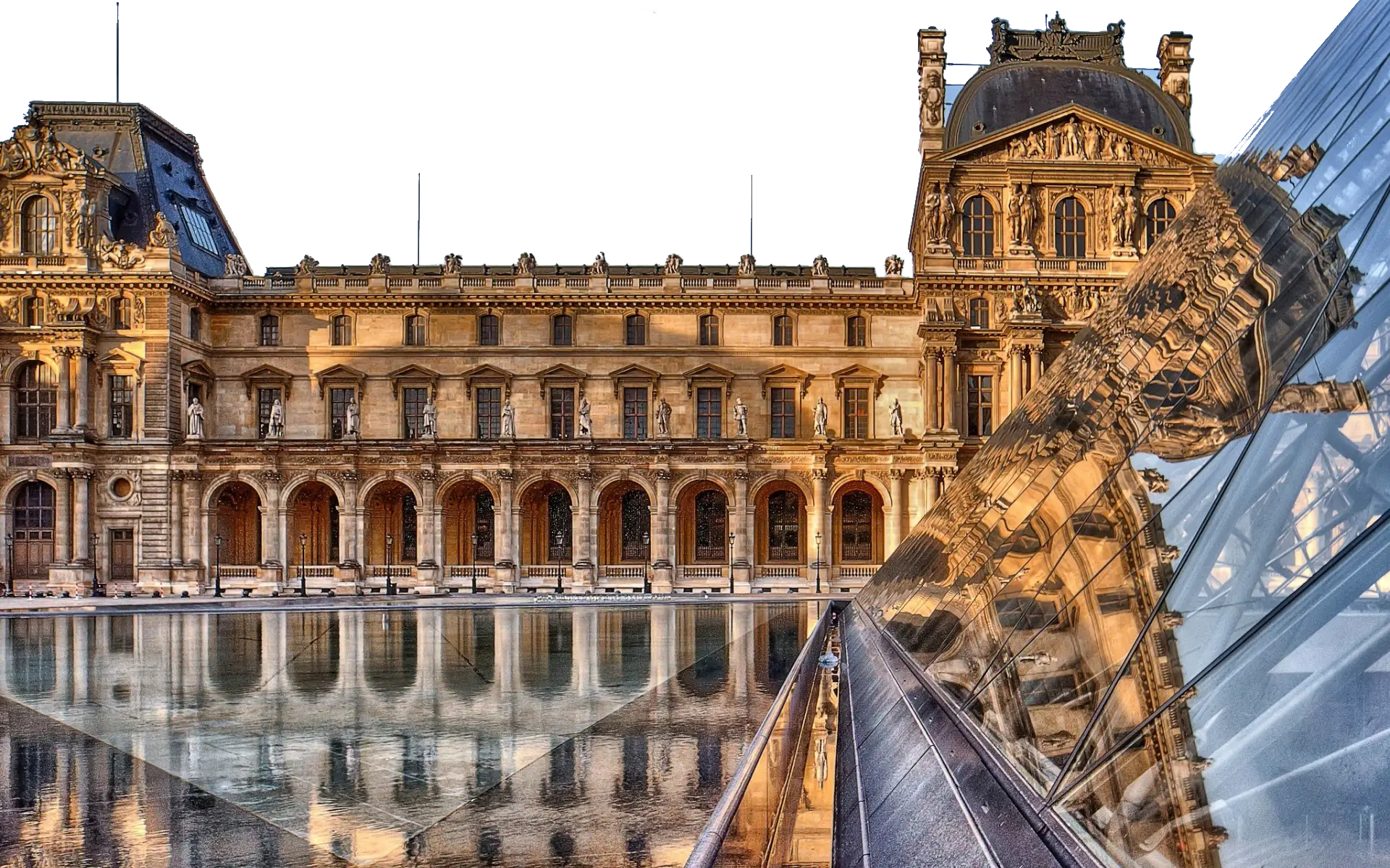 Louvre Museum with Glass Pyramid