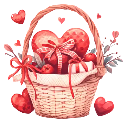 Valentine&#039;s Gift Basket with Hearts