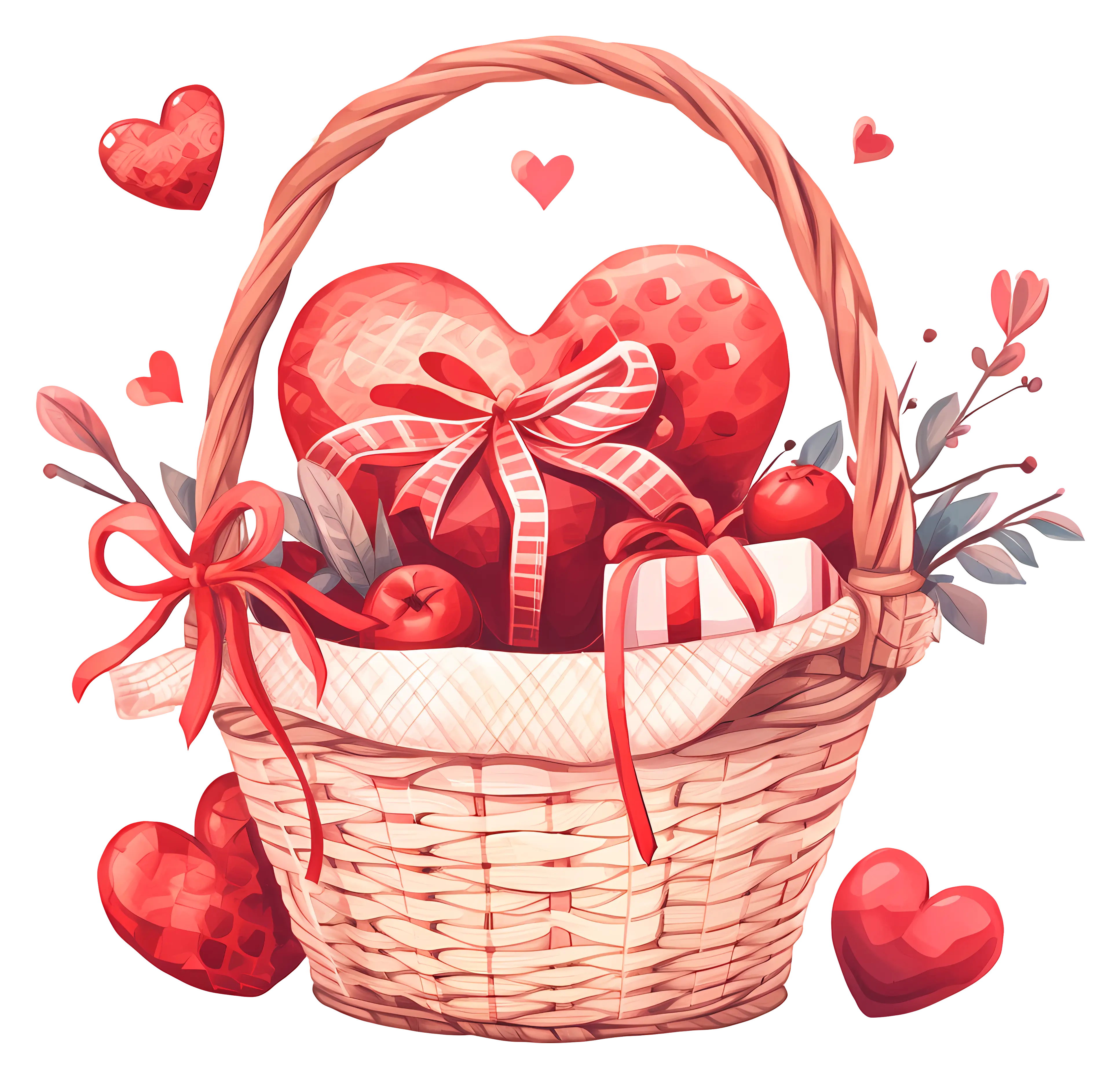 Valentine's Gift Basket with Hearts