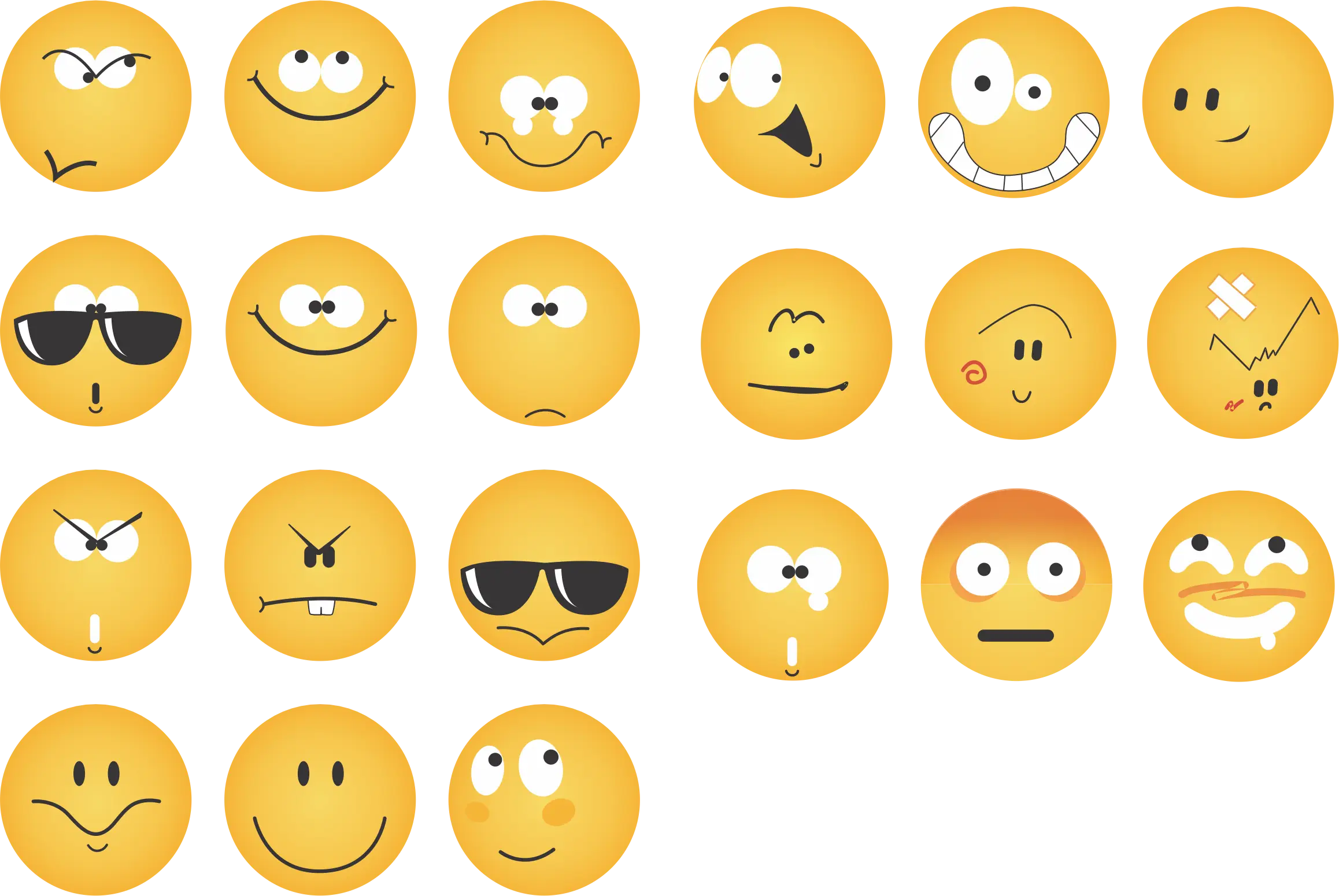 Various Emoji Faces for Expressing Emotions