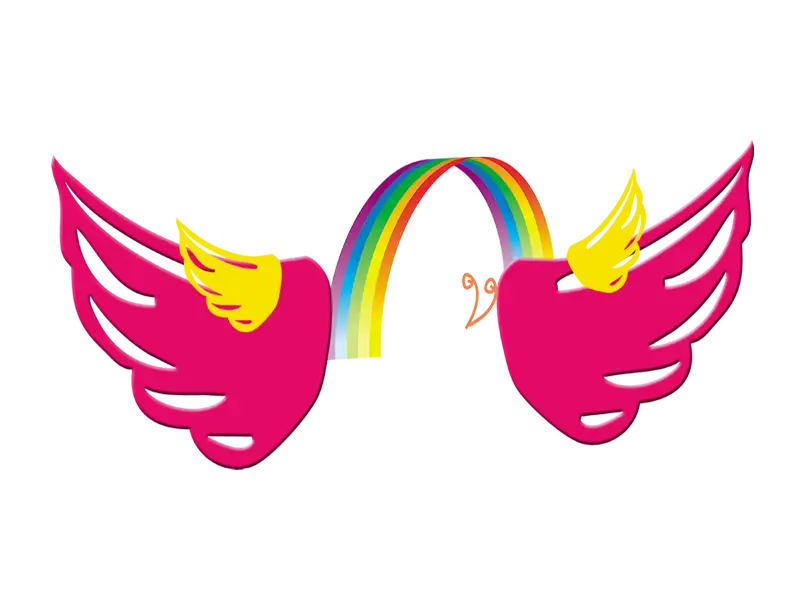 Rainbow with Pink Wings