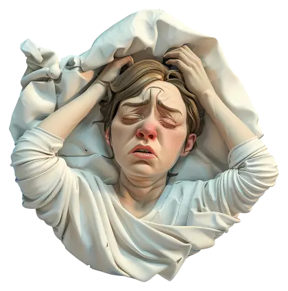 Distressed Woman in Bed
