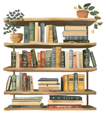 Decorative Bookshelf Illustration for Study Room