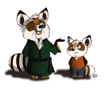 Cartoon Red Panda Mentor and Student