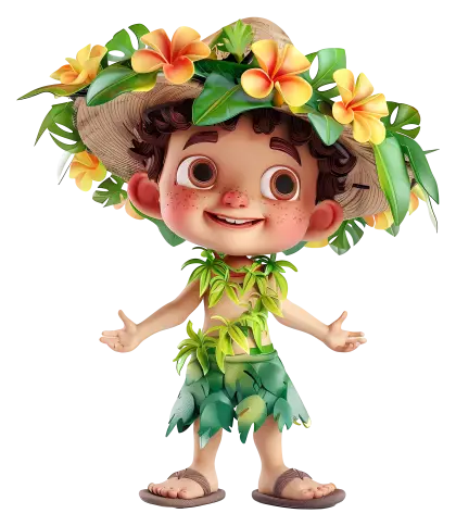 Hawaiian Boy in Tropical Costume