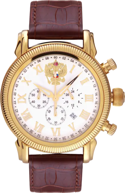 Gold Watch with Leather Strap