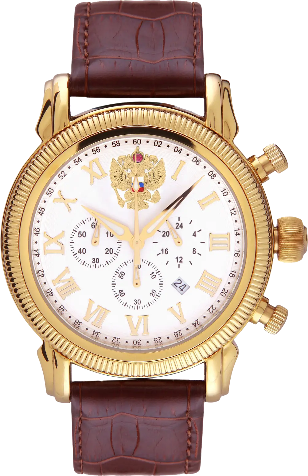 Gold Watch with Leather Strap