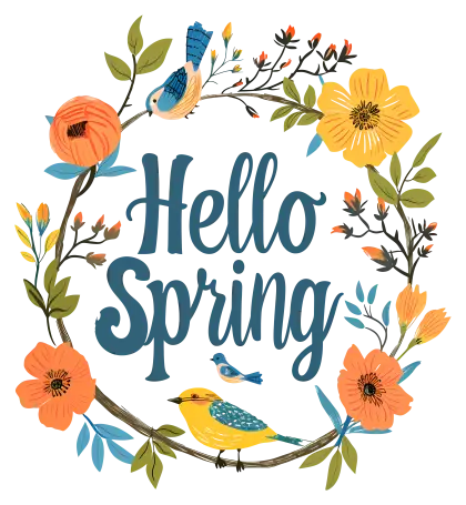 Spring Wreath with Hello Spring Text